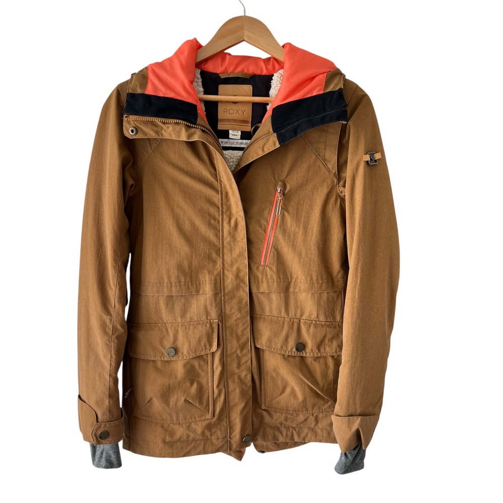 Roxy Andie 10K Snowboard Jacket Womens M Brown Woodsmoke DryFlight Ski Hooded
